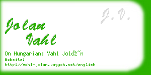 jolan vahl business card